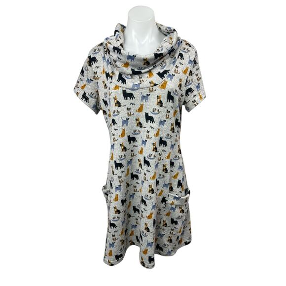 L.A. Soul Dresses & Skirts - L.A. Soul Gray Animal Print Short Sleeve Cowl Neck Mini Tunic Shift Dress Sz XL